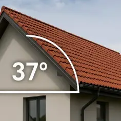 Jak obliczyć spadek dachu jednospadowego? Kąt nachylenia 37° na czerwonej dachówce.