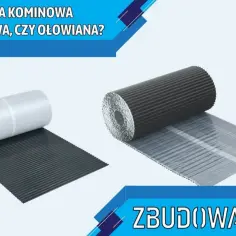 Dwie rolki taśmy kominowej aluminiowej, jedna z folią ochronną, druga rozwinięta.