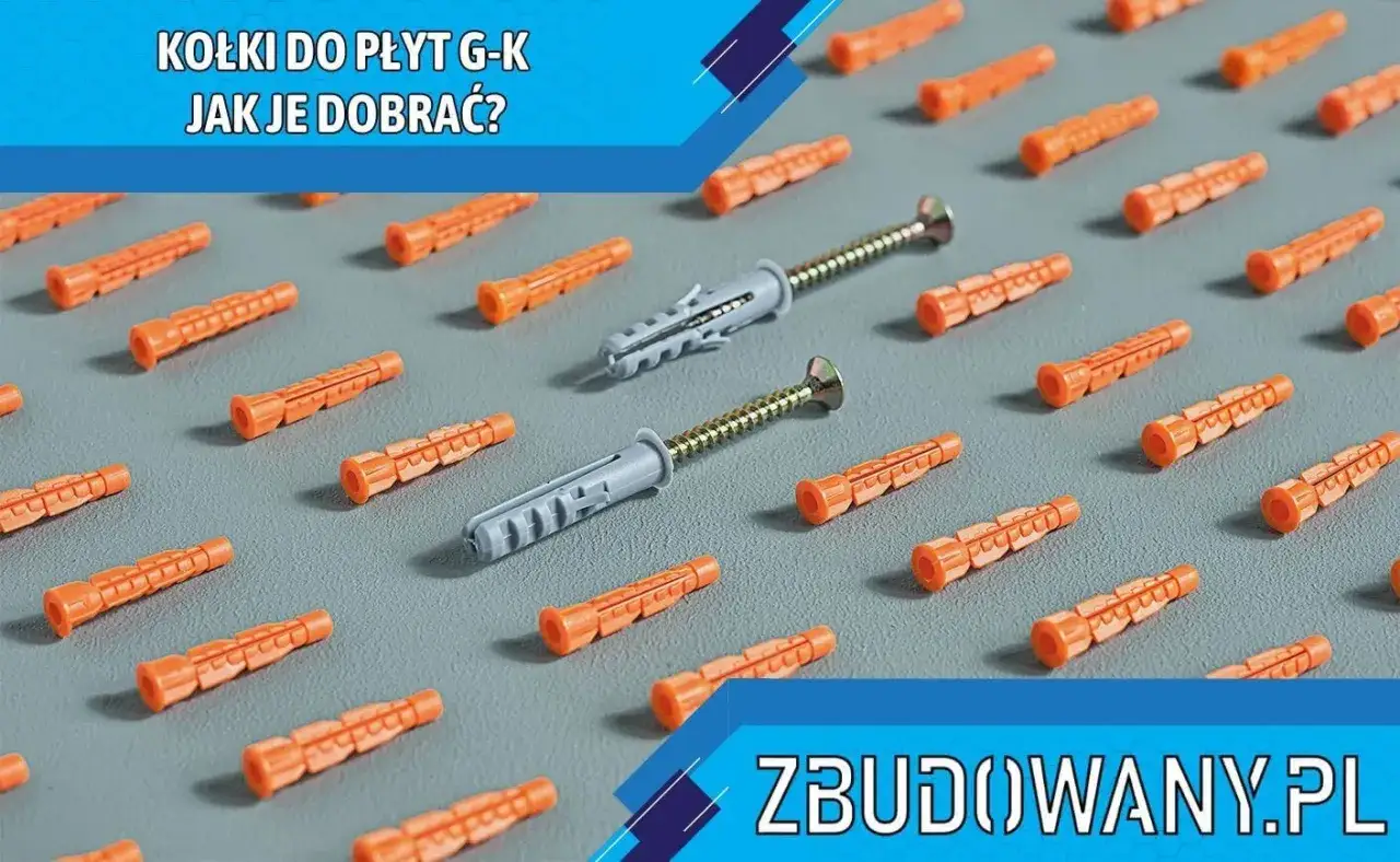 Pomarańczowe kołki do płyt G-K i dwa szare z wkrętami. Dowiedz się, jakie kołki do gk wybrać, by Twoje mocowania były solidne.
